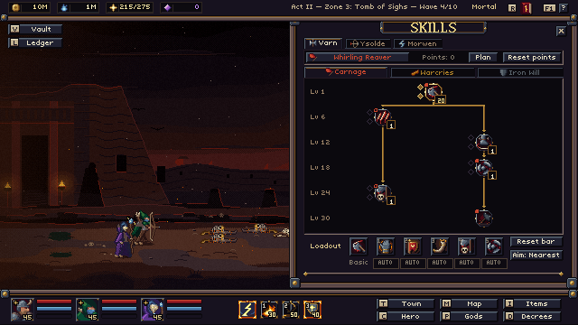 A Warbringer's skill tree with the Whirling Reaver build